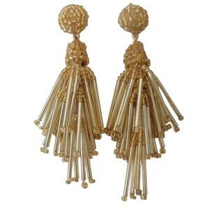 J. Crew Gold Dome Round Glass Tube Shimmering Bead Dangle Post Earrings E810